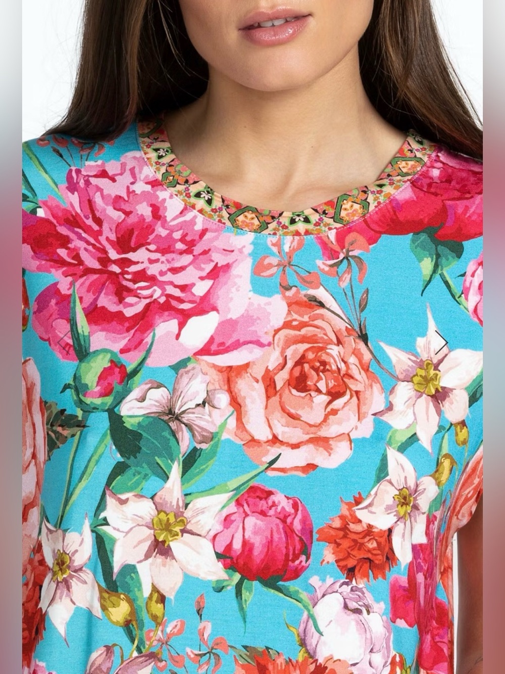 Johnny Was Pink Rose Relaxed Tee - Picture 2 of 6